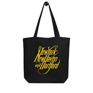 NEW YORK NEW HAVEN HARTFORD ECO TOTE BAG VINTAGE FERROVIA SCRIPT BOOKS SHOP NUOVA - Foto 1 di 1