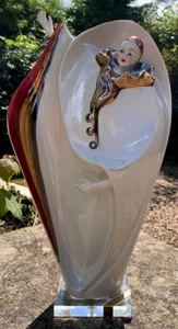 Rare Galos Large Vintage Porcelain Harlequin Pierrot Figure Gold Platinum Periot - Picture 1 of 6