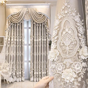 European gold embroidery cloth blackout curtain tulle valance drape C1263* - Picture 1 of 11