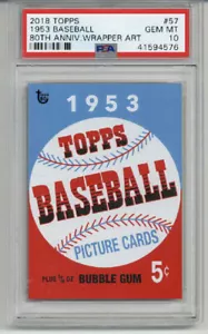 2018 Topps 1953 béisbol 80 aniversario arte envolvente #57 PSA 10 Low Pop raro - Imagen 1 de 2