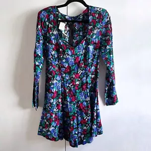 Contempo Casuals Y2k Vintage Floral Romper Red Blue Juniors Large NWT - Picture 1 of 5