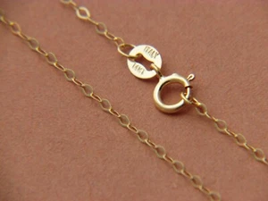 Solid 14Kt yellow Gold 1.3mm Flat Cable Chain Necklace real gold 14k - Picture 1 of 6