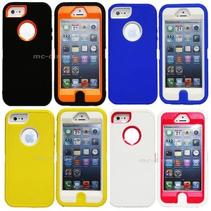 For Apple iPhone 5 Silicone & Hard Plastic w/ Screen Hybrid Impact Cover Case - Picture 1 of 4