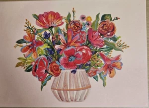 14 CT Papyrus Blank Cards with Envelopes BOUQUET OF FLOWERS  - Picture 1 of 4