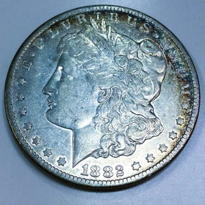 Hermosa moneda de plata Morgan 1882-CC de alta calidad fecha rara - Imagen 1 de 2