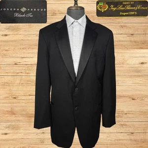 Joseph Abboud Loro Piana Super 120s Tuxedo Jacket Mens 46L Black Notch 2 Button - Picture 1 of 6