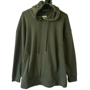 NEW AVA & VIV Fleece Lined Hoodie Sweater Green 1X Pockets Cozy Warm Loungewear - Picture 1 of 5