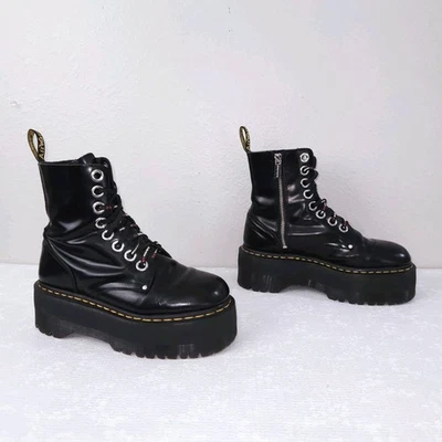 Женские боевые ботинки на платформе Dr. Martens Jadon Max размер США 8 черные на шнуровке на молнии Moto - Изображение 1 из 4