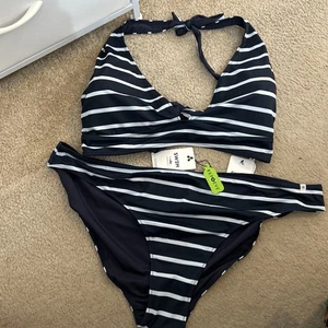 Fat Face Breton Bikini Navy & White & White Stripes Reversible Uk 24 NWTs - Picture 1 of 14