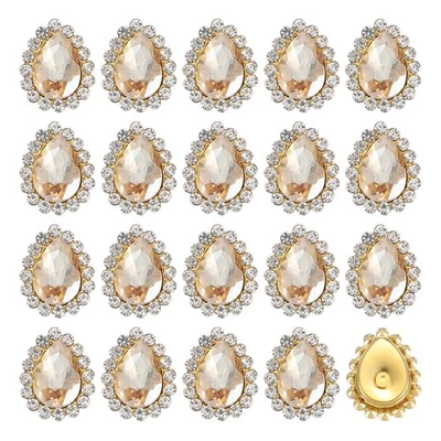 30pcs Sew on Rhinestone 10x14mm Tear Drop Crystal Rhinestone, Champagne - Image 1 of 4