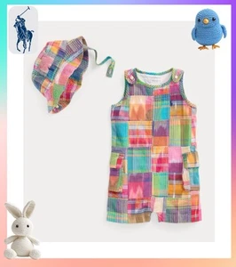 Ralph Lauren Bebé Niña Algodón Madras Conjunto Mono y Sombrero Talla 18 Meses - Imagen 1 de 4