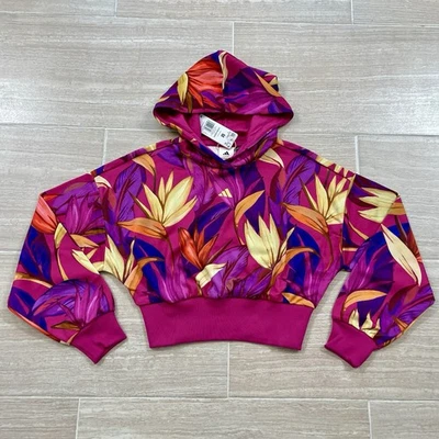Women’s Size Medium adidas x Farm Rio ‘Birds Of Paradise’ Cropped Hoodie NWT - Image 1 of 4
