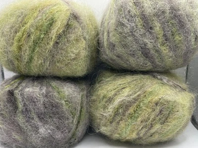 LOT of 4 Kid Mohair Alpaca Color 78229 Ice Yarn 4x295y=1,180yd Green Grey Yellow - Image 1 of 4