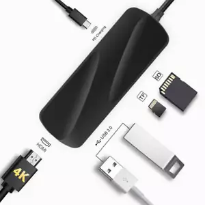 Hub 6 in 1 USB 3.0 tipo C hub USB C adattatore multiporta 4K uscita HDMI + 2x USB 3.0 - Foto 1 di 12