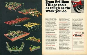 1972 2pg Print Ad of Brillion Farm Bodenbearbeitung Tools Feldgrubber Egge Mulcher - Bild 1 von 2