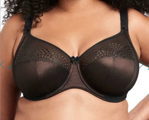 Sujetador negro Goddess Sarah UK 38J con aros sin relleno soporte correas anchas - Imagen 1 de 4