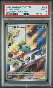 PSA 9 2024 POKEMON SCR EN-STELLAR CROWN ILLUSTRATION RARE #143 BULBASAUR - Picture 1 of 2