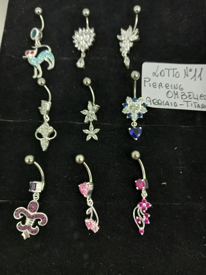 lotto di piercing acciaio chirurgico fantasy in argento 925/°°° - Immagine 1 di 1