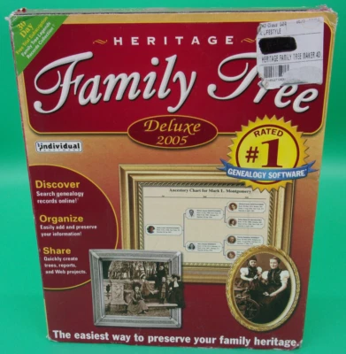 Heritage Family Tree Deluxe Software 2005  CD-Roms For Windows - CDs unopened - Image 1 of 4