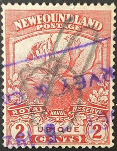 1919 SC#116 Newfoundland, Ubique Caribou Trail Scarlet 2C Stamp, Very Fine Used - Picture 1 of 3