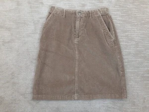 Vtg Cherokee Skirt Women's 4 Beige Corduroy Wide Wale Pockets Career Casual - Picture 1 of 8