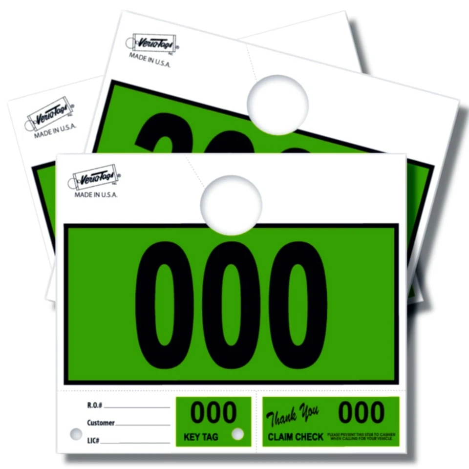 1000 Car Dealer Service Hang Tags Mechanic Repair Shop 3 Piece System LITE Green - Image 1 of 4