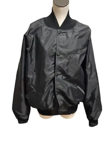 Vintage nylon jacket black snap front Size XL Baseball Pockets Tavern Trucker - Picture 1 of 11