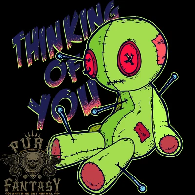 Voodoo Doll Thinking of You Halloween Black Magic Mens Light Cotton T-Shirt - Image 1 of 3