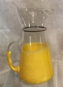 Vintage Mid Century West Virginia Glass Company Yellow Blendo Pitcher Ice Lip - Picture 1 of 12
