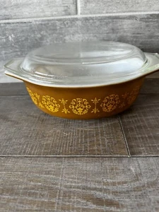 Vintage PYREX Brown 043 Regency Promo 1/2 Qt. Oval Casserole Dish with Lid - Picture 1 of 6