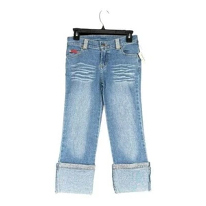 Lipstik NWT Girl’s 16 Jeans Denim Whiskering Cuffed Casual - Picture 1 of 14