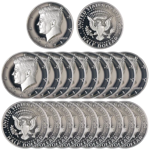 2021 S Kennedy Half Dollar Roll Gem Deep Cameo CN-Clad Proof 20 Coins Cover