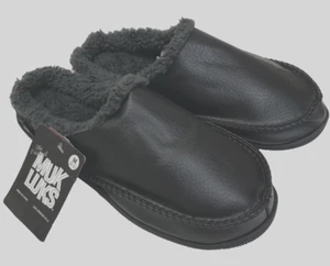 Muk Luks Mens Faux Leather Clog Slippers, Black, Medium (10-11) - Picture 1 of 7