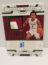 2022 National Treasures Collegiate Scottie Barnes Auto Patch 5/5 #MS-SBA