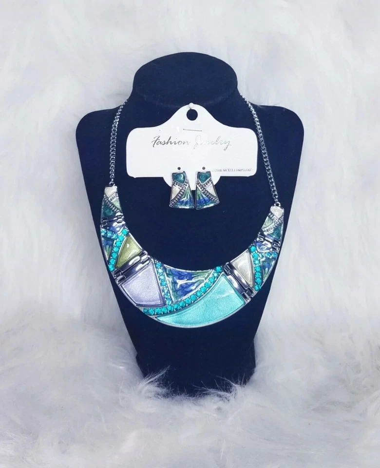 Multicolor Choker Necklace and Earrings Set. - Image 1 of 3