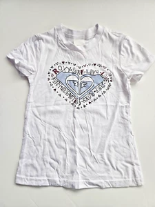 ROXY Little Girls M/5 Teenie Wahine White Sparkly Logo Tee T-Shirt NEW - Picture 1 of 3
