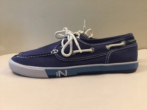 Nautica Blue and White Canvas Deck Boat Shoes N 1983 Spinnaker Men's Size 6 - Picture 1 of 15