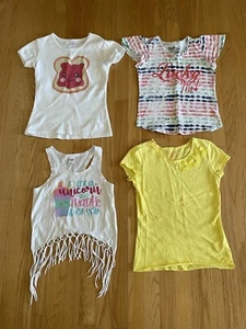 Girls Size Small Lot of 4 Short Sleeve / tank Shirts, Lucky, SO, frills, floral - Picture 1 of 10