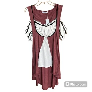 Medieval Renaissance Bar Maid Women’s Tunic Dress Cosplay NWT Size L Rose Gal - Picture 1 of 10
