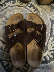Sandalias Betula Birkenstock 246 Doble Correa Marrón Gamuza Cuero Mujer’s Talla 7 - Imagen 1 de 3