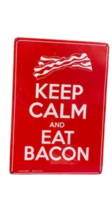 8,25" x 11,50" Schild "Keep Calm and Eat Bacon" rot Metalldose - Bild 1 von 4