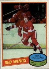 1980-81 O-PEE-CHEE NHL HOCKEY #187 MIKE FOLIGNO RC ROOKIE DETROIT RED WINGS