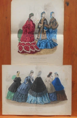 La Mode Illustrée - Lot de 2 Gravures 1863/73   ! - Photo 1/3