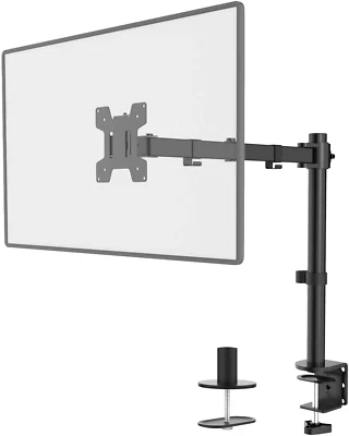 Single LCD Monitor Desk Mount Adjustable Stand Fits Screen up to 27 Inch Black - Image 1 of 4