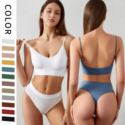 Conjunto de sujetador sin costuras para mujeres Tanga Cintura baja Bragas Lencería Sujetador Conjunto de ropa interior ♡ Foto 1 de 4