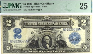1899 $2 SILVER CERTIFICATE FR#258 SPEELMAN PMG VF 25 - Picture 1 of 2