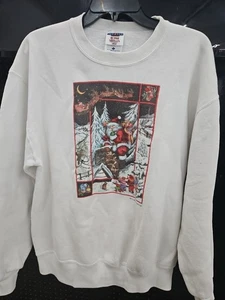 Sudadera Navidad Vintage Adulto L Blanca Papá Noel Años 90 Niños Snow Claus  - Imagen 1 de 6