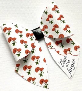 POPPY REMEMBRANCE DAY SAILOR BOW PRINTED CANVAS FABRIC BOW TEMP MAKE HAIR BOWS - Picture 1 of 4