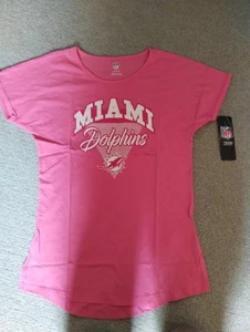 MIAMI DOLPHINS NFL PINK GIRLS T SHIRT LARGE 14 NWT - Picture 1 of 1