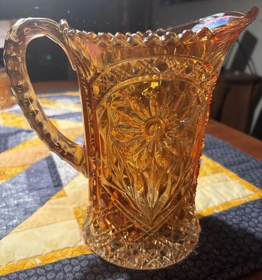 Jarra de vidrio vintage imperial carnaval margarita patrón mayflower caléndula naranja Foto 1 de 4